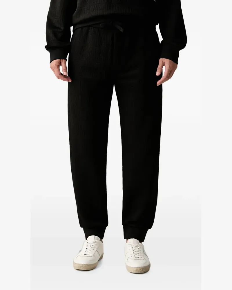 Armani Exchange logo-jacquard drawstring track pants - Schwarz Schwarz