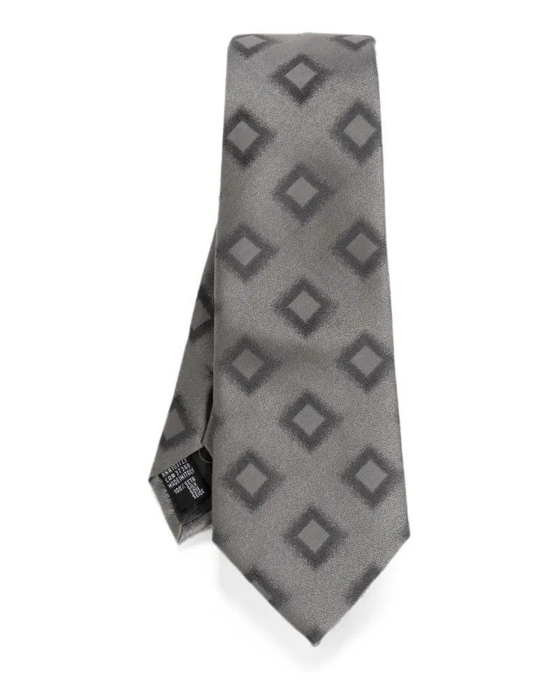 Giorgio Armani Geometrisch gemusterte Seidenkrawatte - Grau Grau