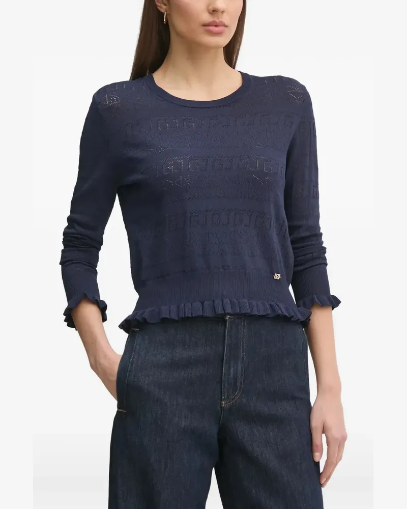 Gaudi Pullover mit Rüschensaum - Blau Blau