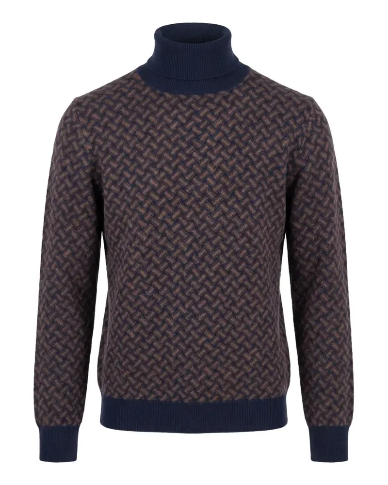 Drumohr  Rollkragenpullover mit Korbgeflecht - Blau Blau