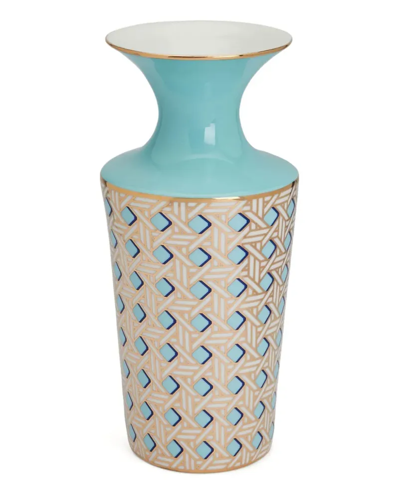 Jonathan Adler Geometrisch gemusterte Vase (30cm x 11cm) - Blau Blau