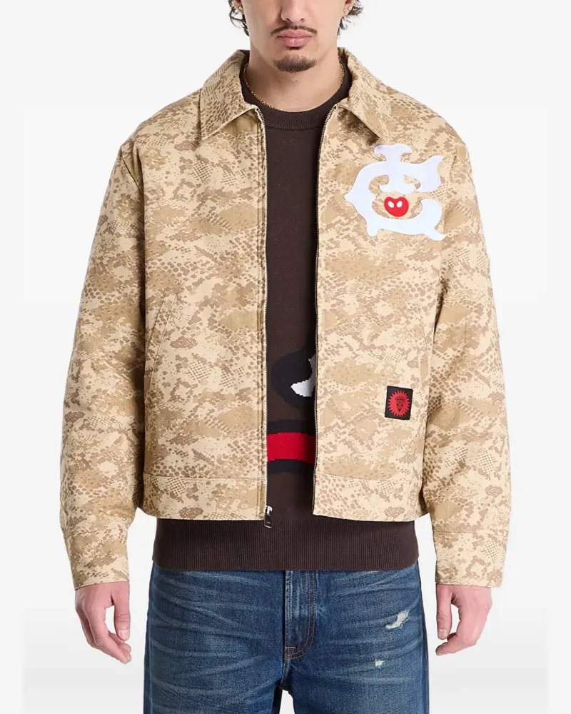 Billionaire Boys Club snakeskin-print quilted work jacket - Nude Nude