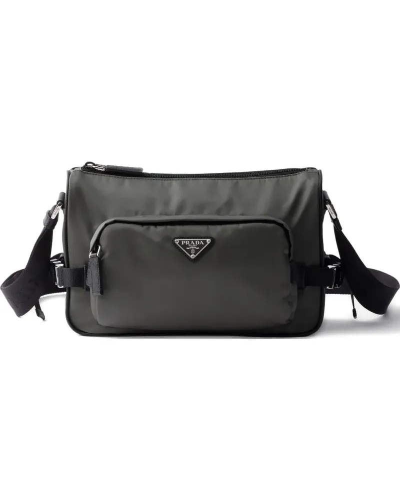 Prada Mittelgroße Kuriertasche mit Logo - Grün Grün