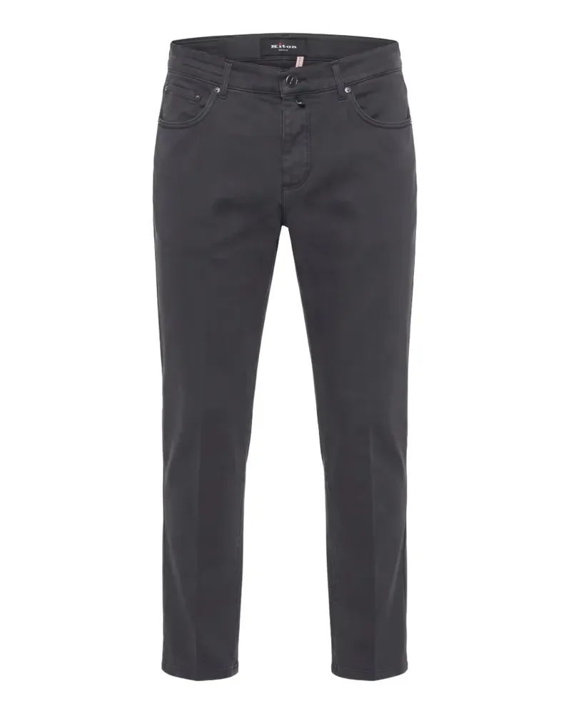 Kiton Gerade Hose mit Logo-Patch - Grau Grau