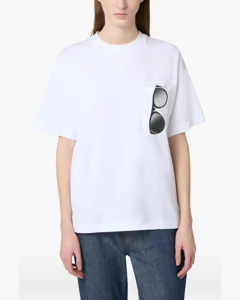 Moschino T-Shirt mit Sonnenbrillen-Print - Weiß Weiß