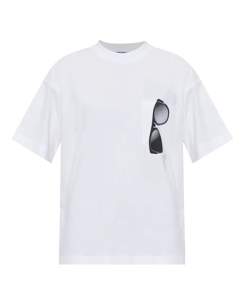 Moschino sunglasses-print-detail short-sleeve T-shirt - Weiß Weiß