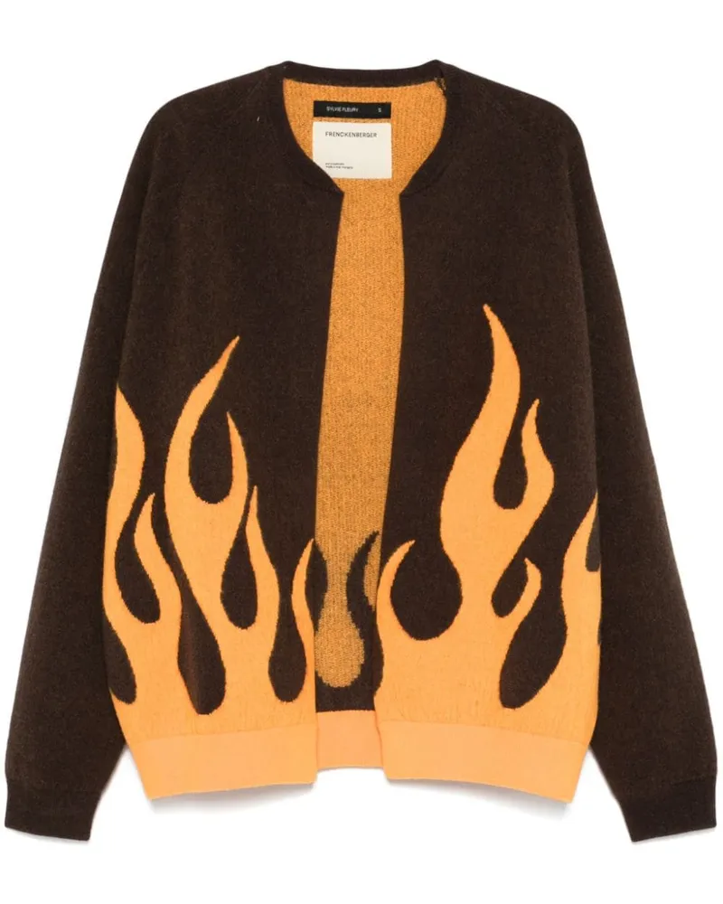 Frenckenberger Cardigan mit Flammen-Jacquard - Braun Braun