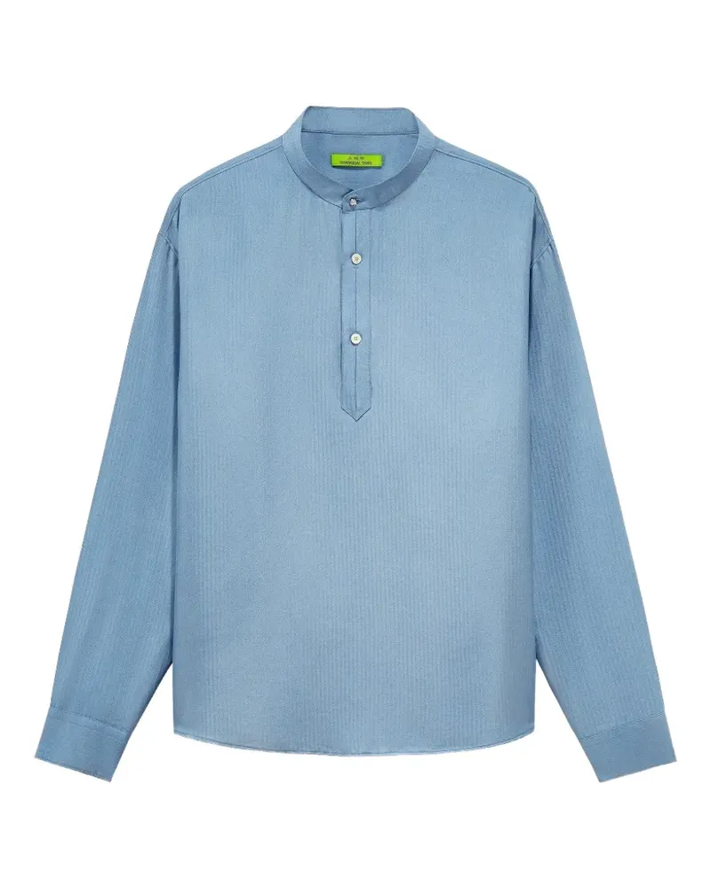 Shanghai Tang herringbone-weave silk shirt - Blau Blau