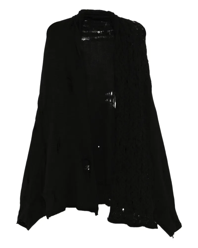 Yohji Yamamoto Cardigan im Distressed-Look - Schwarz Schwarz