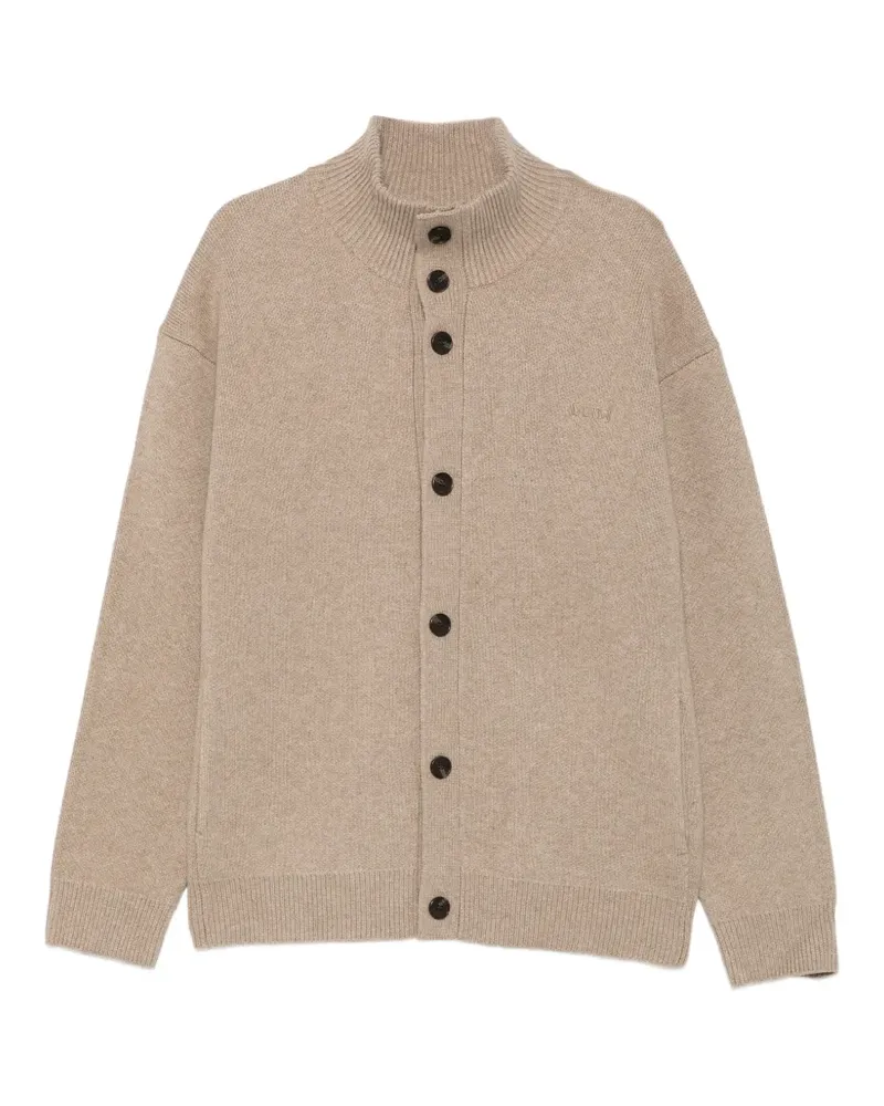 JUUN.J logo-embroidered high-neck cardigan - Nude Nude