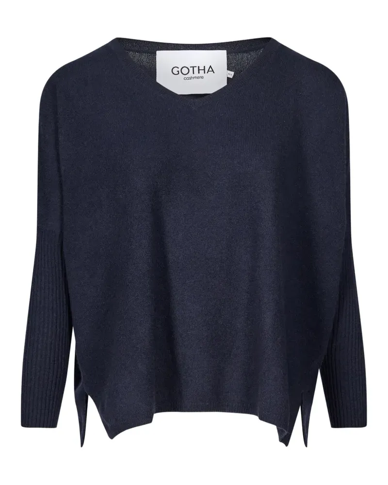 Gotha Faustine V-neck ribbed-sleeve sweater - Blau Blau