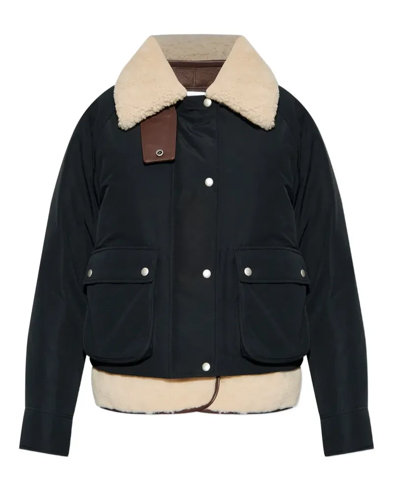 Loewe shearling-collar pocket jacket - Schwarz Schwarz