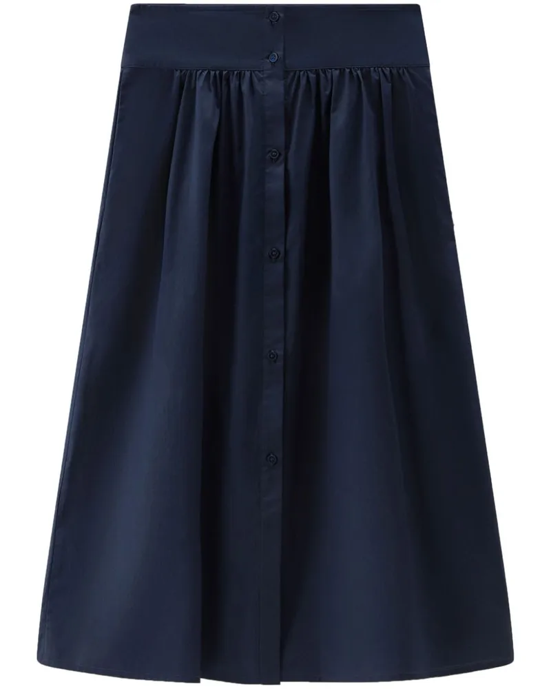 Woolrich Popeline-Midirock in A-Linie - Blau Blau
