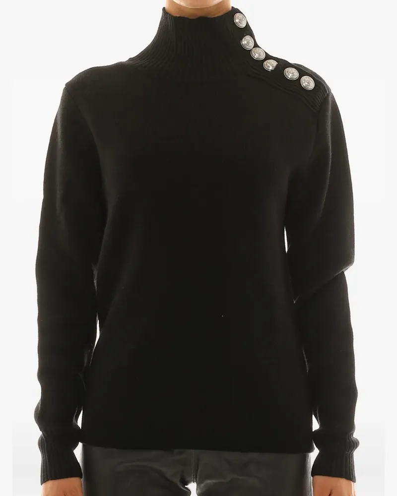 Paco Rabanne Rollkragenpullover mit Knopfdetail - Schwarz Schwarz