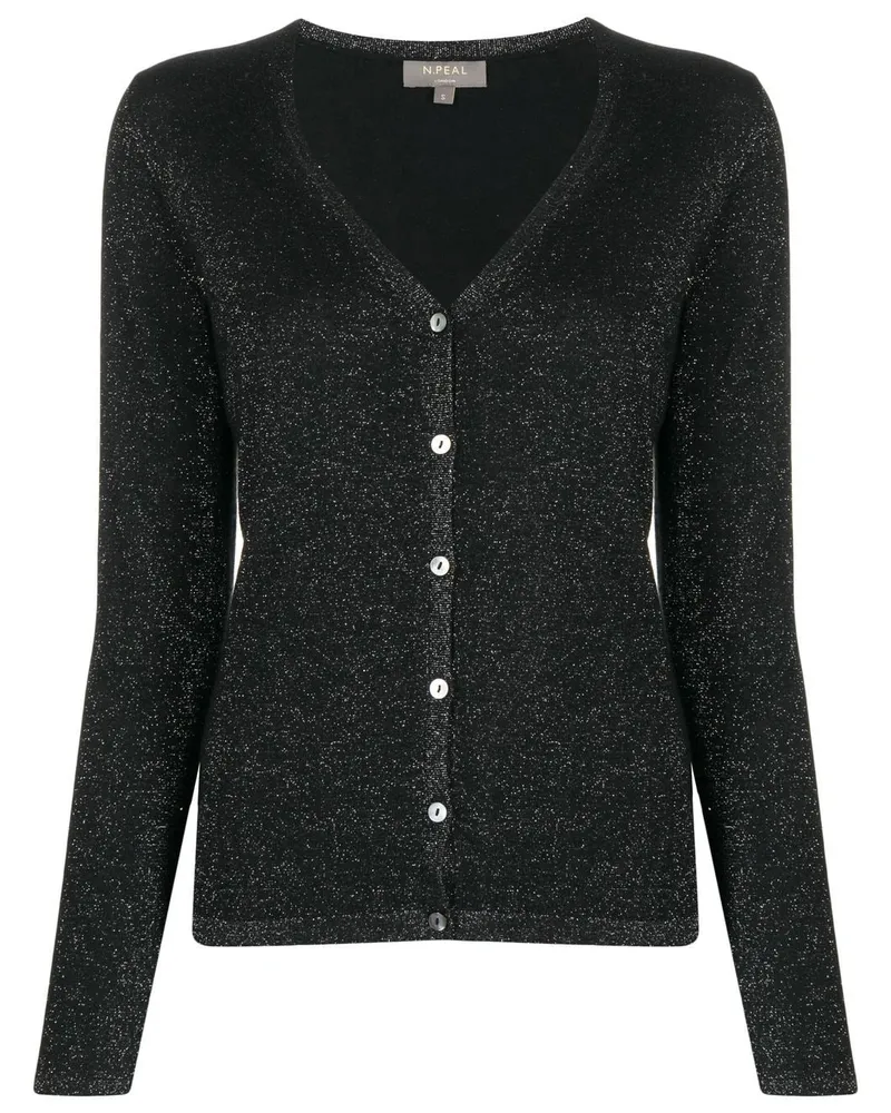 N.Peal Cardigan im Metallic-Look Schwarz