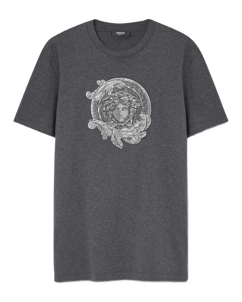Versace T-Shirt mit Medaillon-Print - Grau Grau