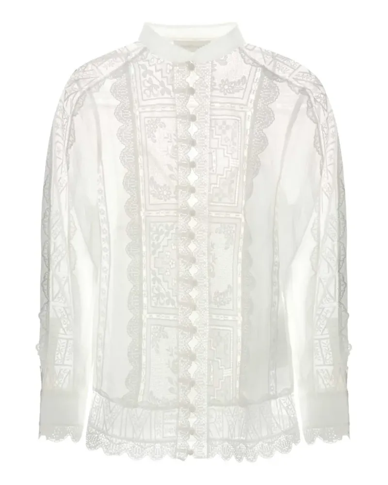 Zimmermann Aster lace-panelled shirt - Nude Nude