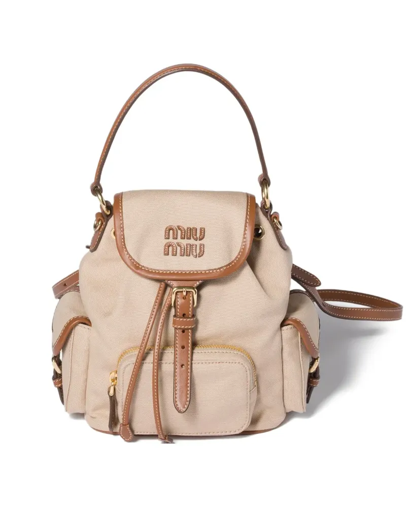 Miu Miu Canvas-Rucksack mit Klappe - Nude Nude