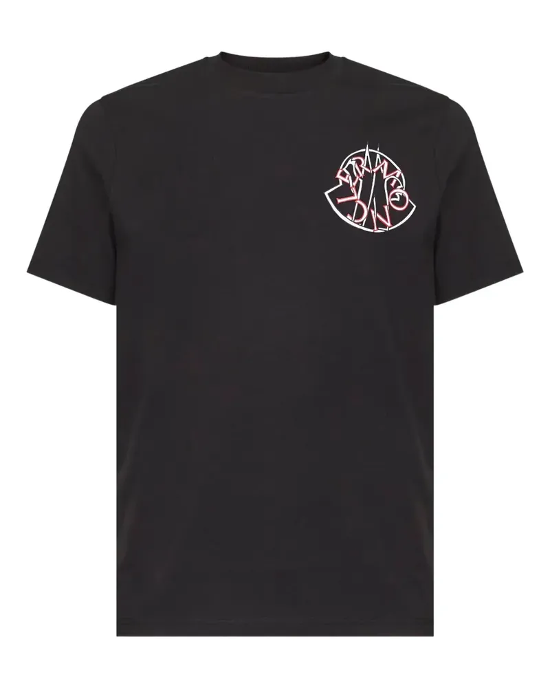 Moncler T-Shirt mit Logo-Patch - Schwarz Schwarz