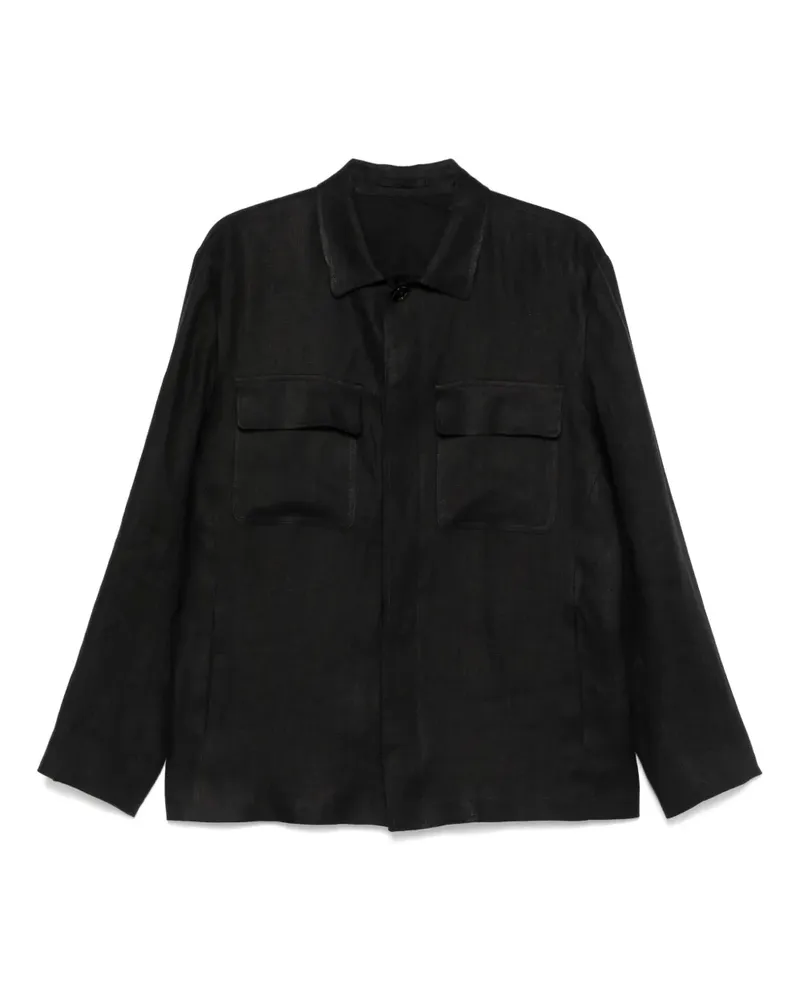 LARDINI Hemdjacke aus Leinen - Schwarz Schwarz