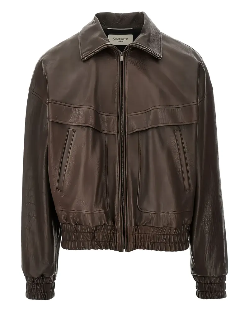 Saint Laurent Bomberjacke aus Leder - Braun Braun