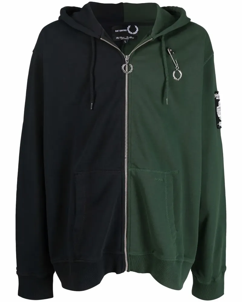 Raf Simons Kapuzenjacke in Colour-Block-Optik - Grün Grün