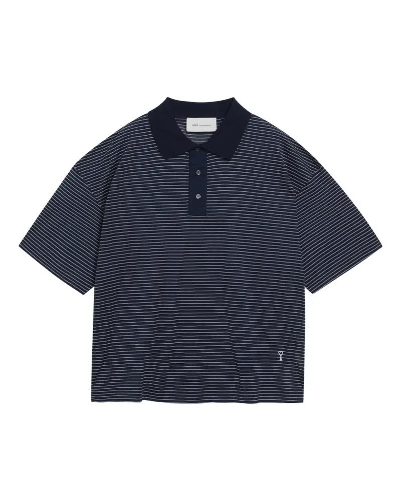 AMI Paris striped buttoned polo shirt - Blau Blau
