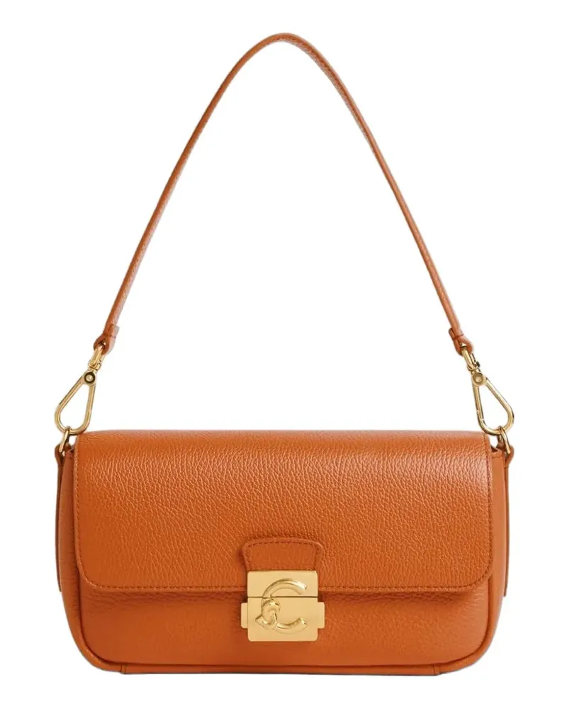 Coccinelle medium C-Me lock pebbled leather shoulder bag - Nude Nude