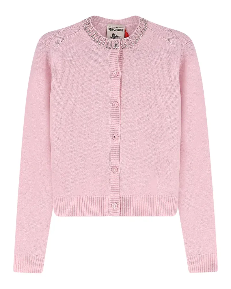 Semicouture Hennie crystal-embellished button-up cardigan - Rosa Rosa