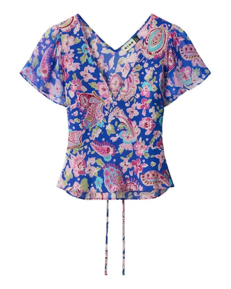 RIXO Lania silk top - Blau Blau