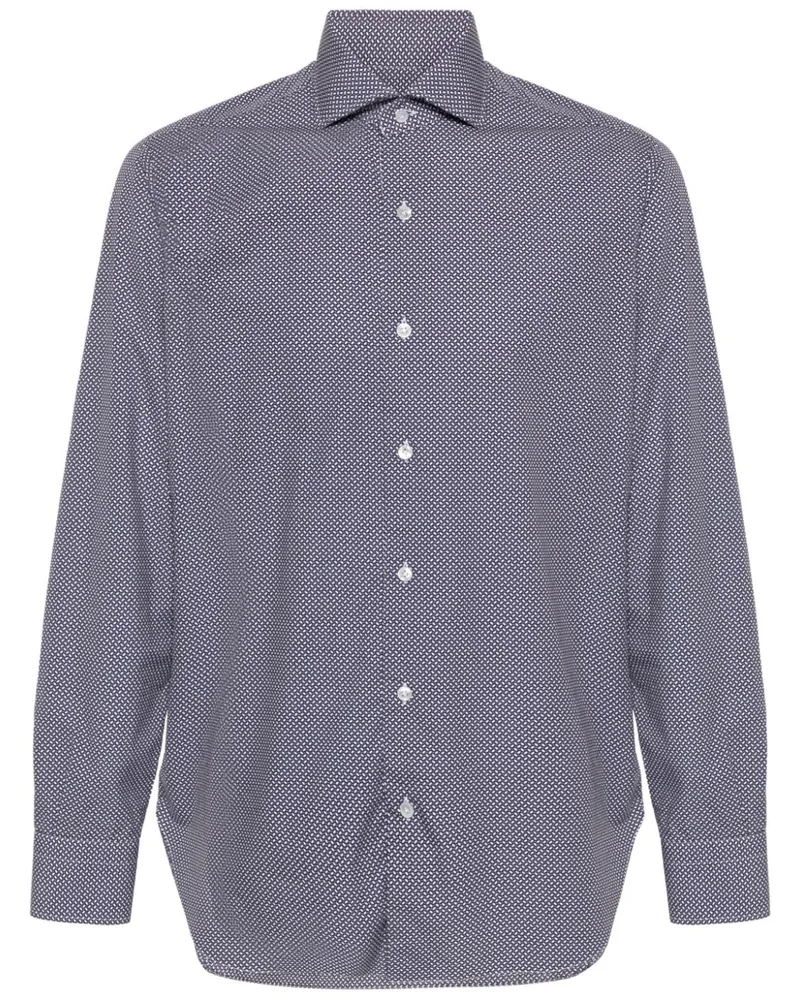 BARBA Hemd mit grafischem Print - Blau Blau