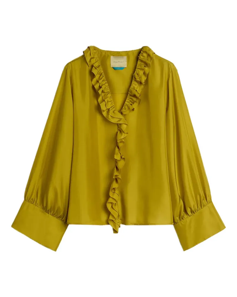 Momoni Volant-Bluse mit V-Ausschnitt - Grün Grün