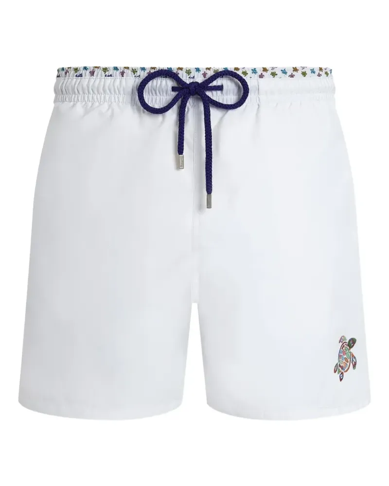 Vilebrequin turtle-embroidery drawstring swim shorts - Weiß Weiß