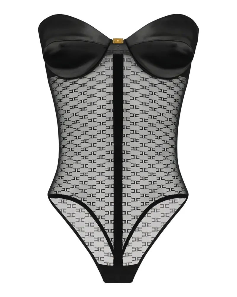 Elisabetta Franchi monogram jacquard bodysuit - Schwarz Schwarz