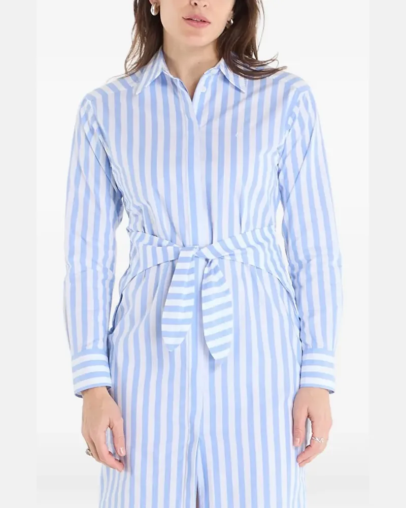 Calvin Klein Gestreiftes Midi-Hemdkleid - Blau Blau