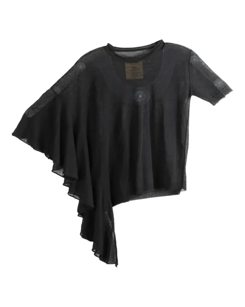 Uma Wang asymmetric ruffled T-shirt - Schwarz Schwarz