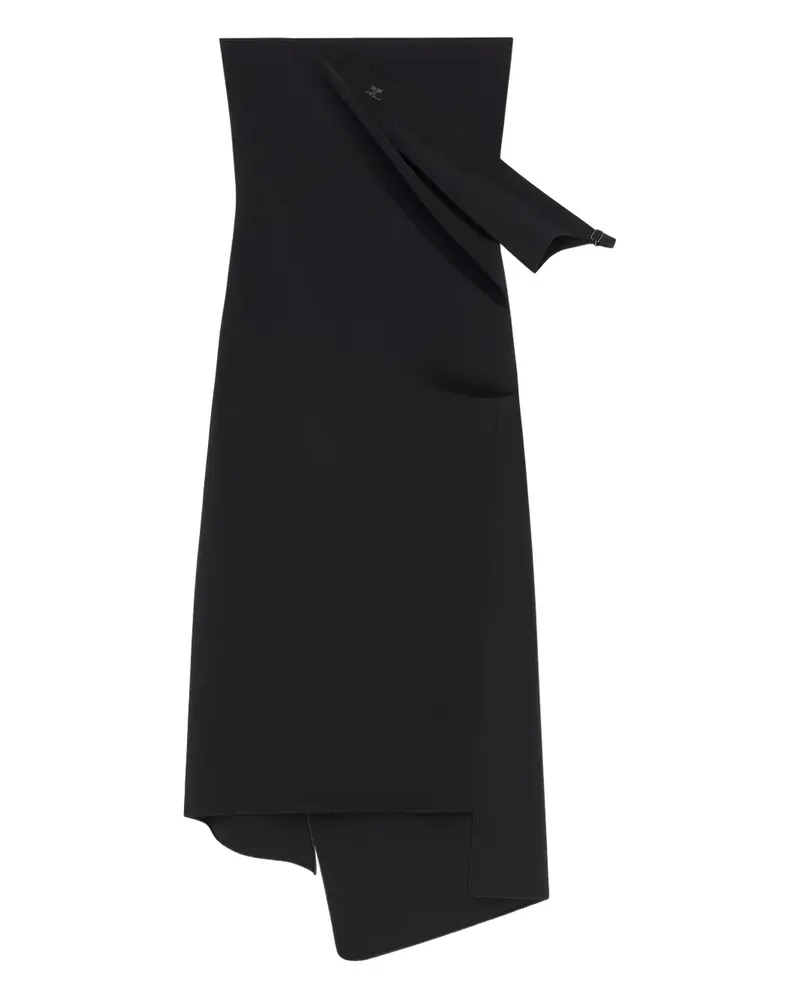 Courrèges Drapiertes Midikleid - Schwarz Schwarz