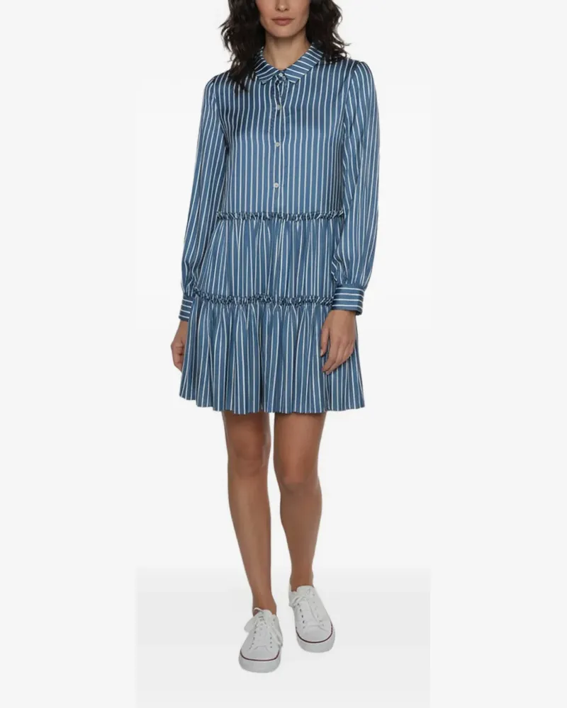 Maje Gestuftes Rodesa Rayure Kleid - Blau Blau