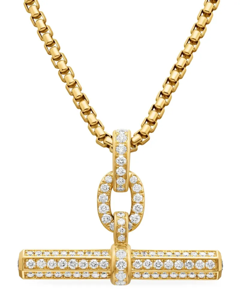 David Yurman 18kt Lexington E/W Barrel Gelbgoldanhänger mit Diamanten (36mm Gold