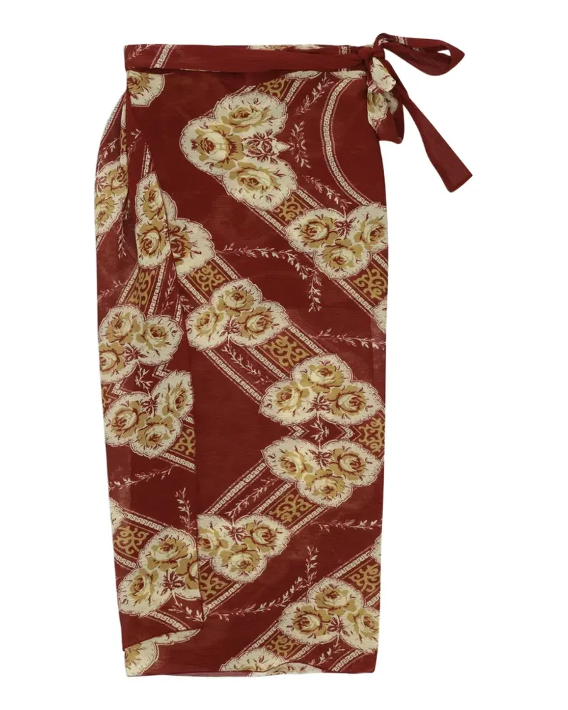 Fortela Nelly Seidenrock mit Blumen-Print - Rot Rot