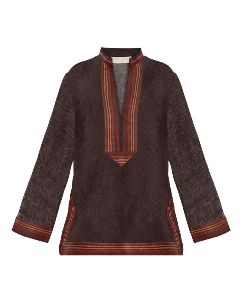 Tory Burch Bluse mit Streifendetail - Braun Braun