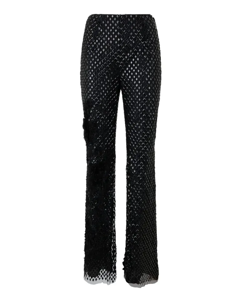 Alberta Ferretti Straight-Leg-Hose mit Strass - Schwarz Schwarz
