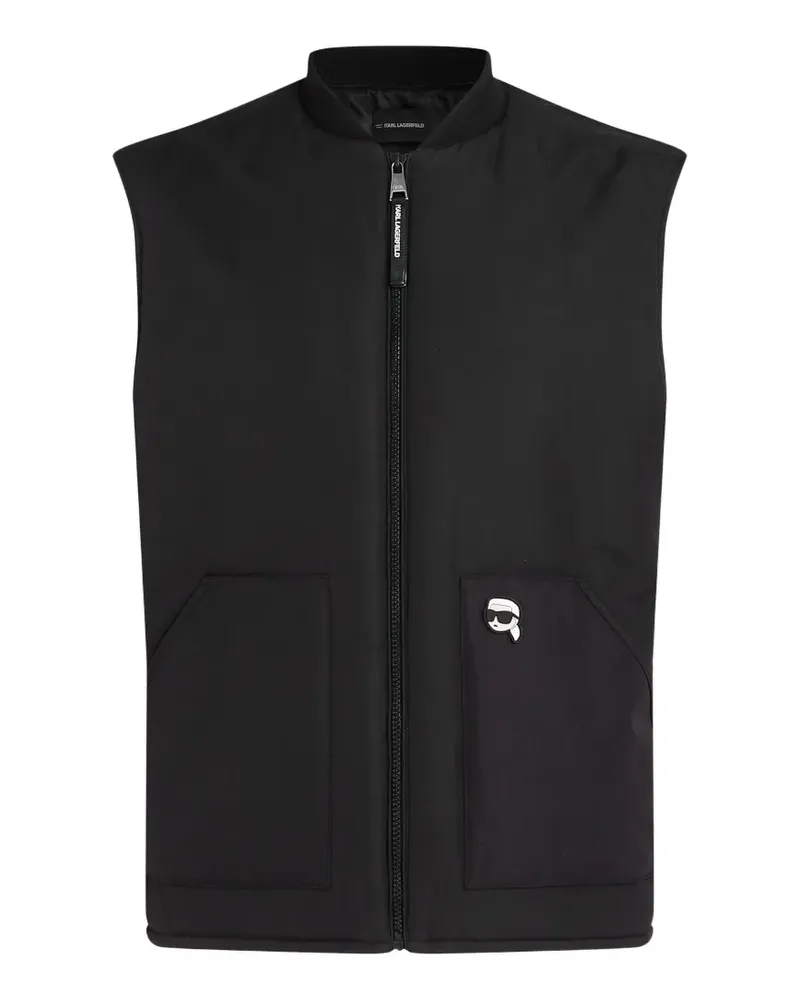 Karl Lagerfeld Wattierte Ikon Weste - Schwarz Schwarz