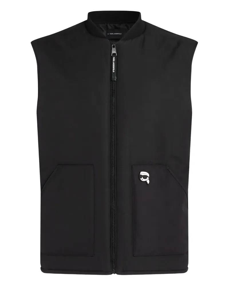 Karl Lagerfeld Wattierte Ikon Weste - Schwarz Schwarz