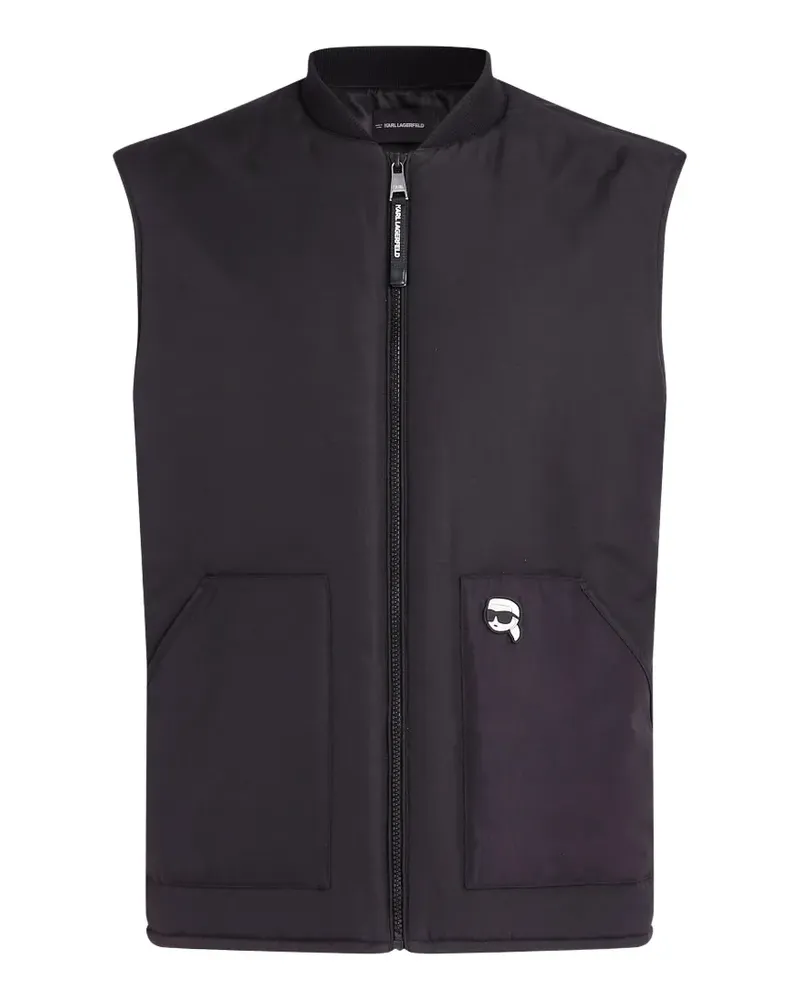 Karl Lagerfeld Wattierte Ikon Weste - Schwarz Schwarz