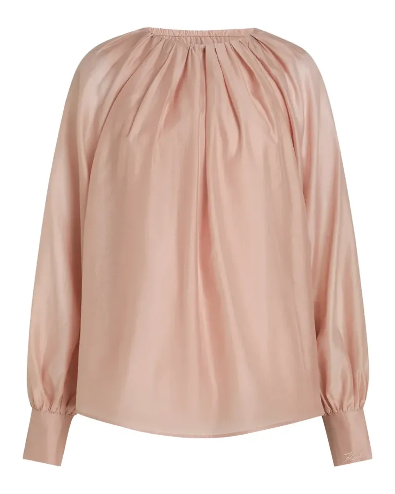 Karl Lagerfeld gathered-neck long-sleeve blouse - Rosa Rosa