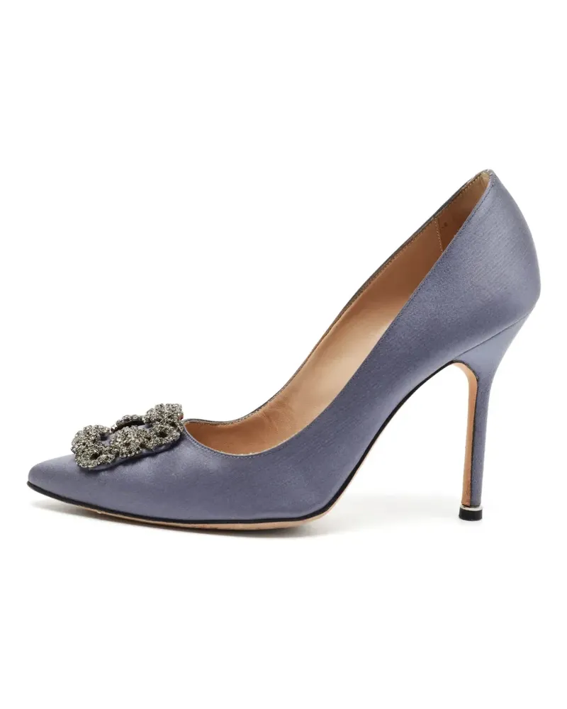 Manolo Blahnik Hangisi Pumps mit Kristallschnalle - Blau Blau