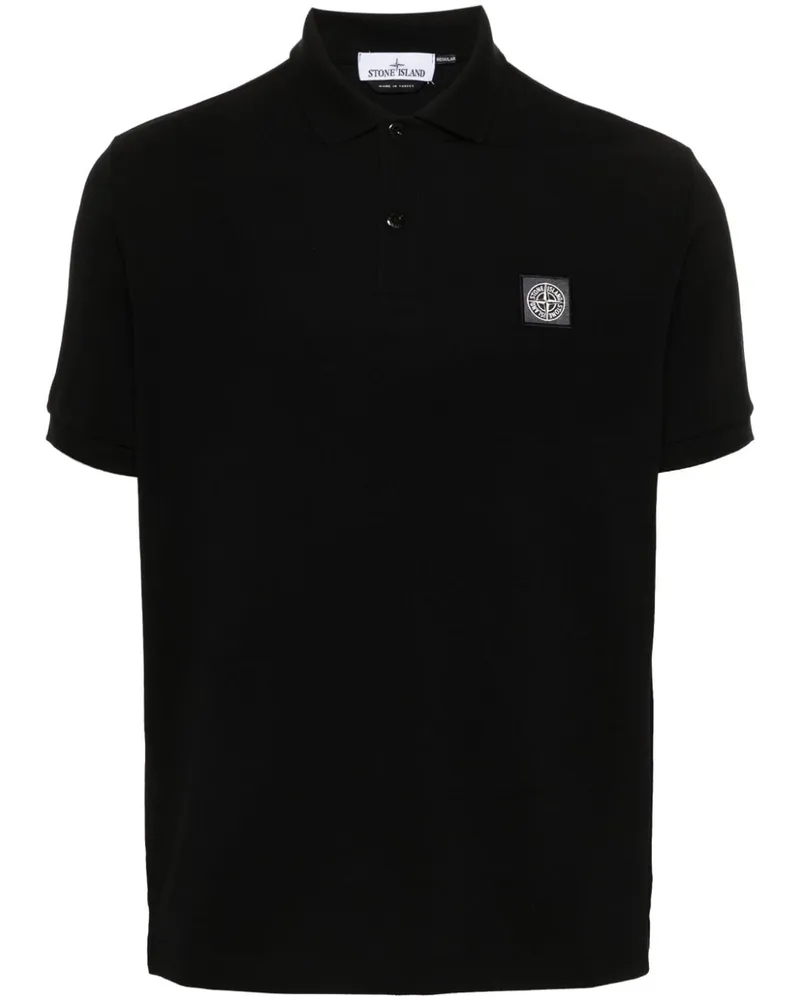 Stone Island Poloshirt mit Kompass-Applikation - Schwarz Schwarz