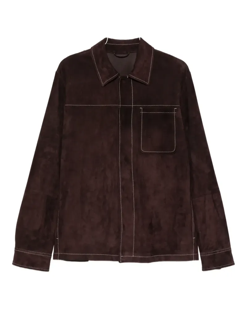 Eleventy contrast-stitched suede jacket - Braun Braun