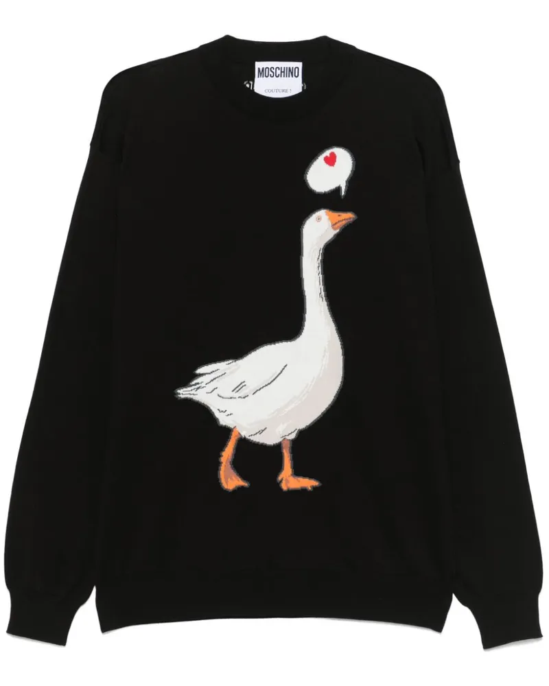 Moschino Klassischer Intarsien-Pullover Schwarz